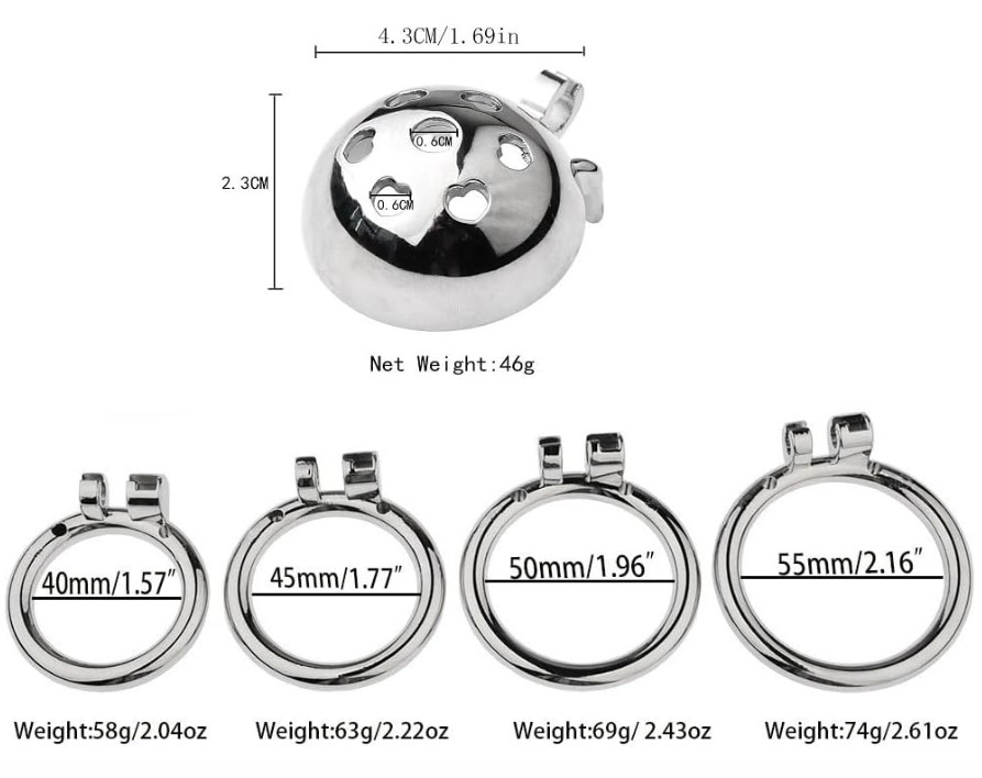 Heart Shape Hole Steel Male Chastity Cage Prevent Erection for Men - Image 6