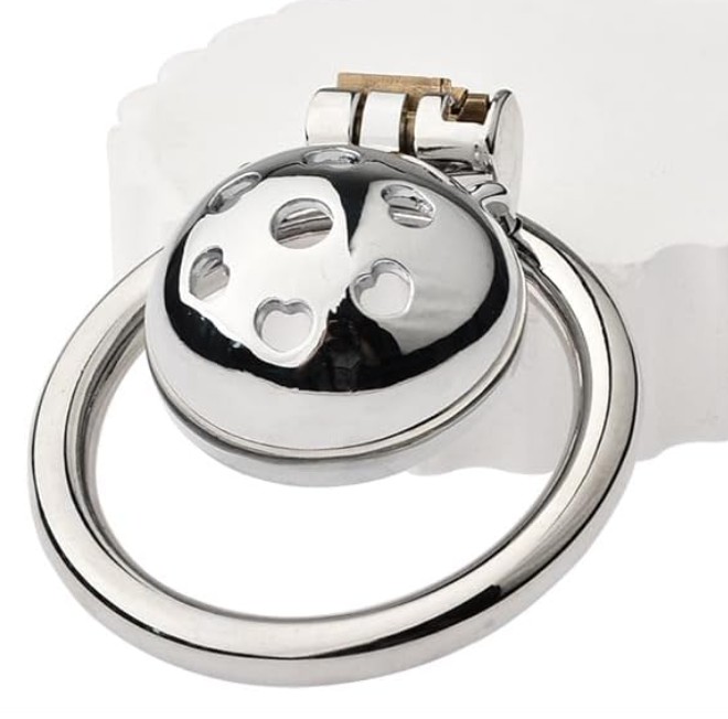 Heart Shape Hole Steel Male Chastity Cage Prevent Erection for Men - Image 5