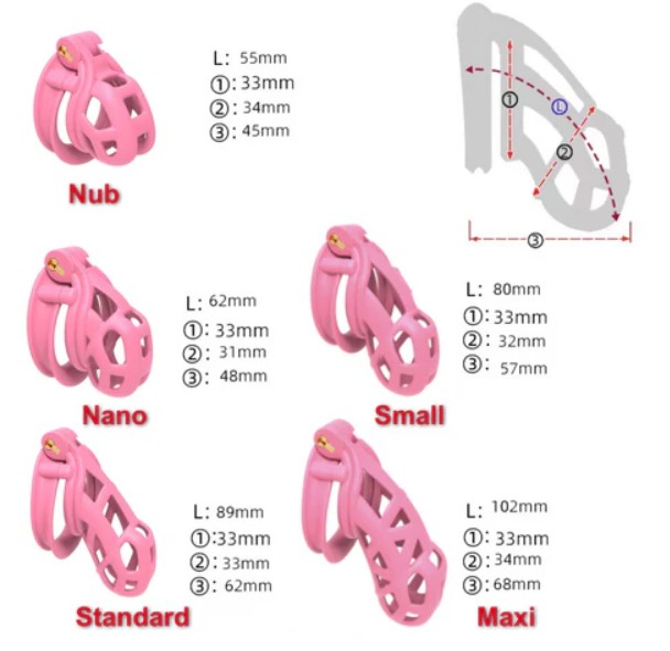 Pink Small 3D Cobra 6.0 Chastity Device Kit With 4 Python Rings For Men - Image 2