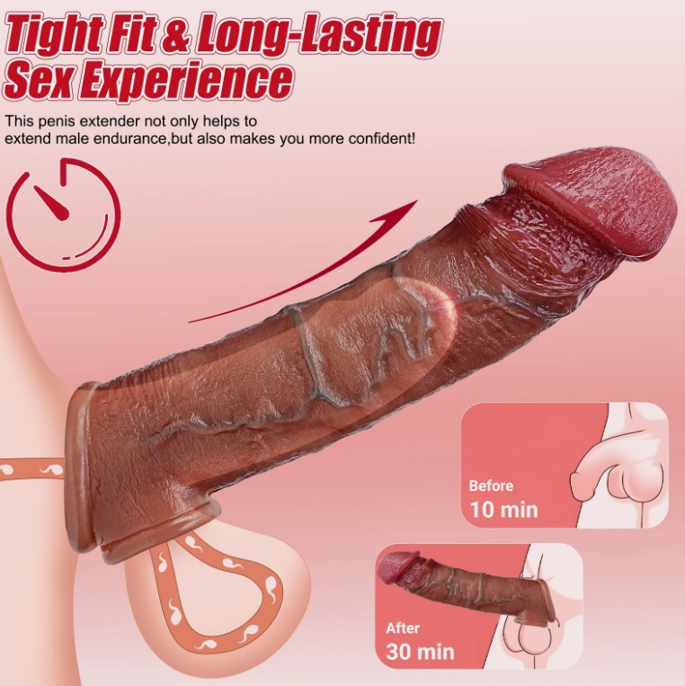 8Inches Reusable Male Extender Enlarger Extension Penis Sleeve For Men - Image 4