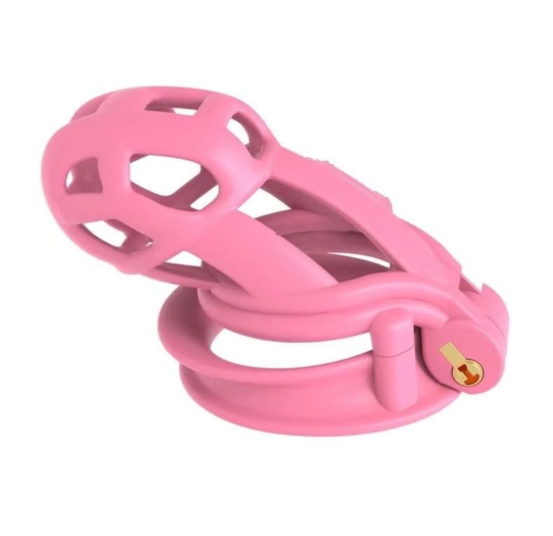 Pink Small 3D Cobra 6.0 Chastity Device Kit With 4 Python Rings For Men - Image 5