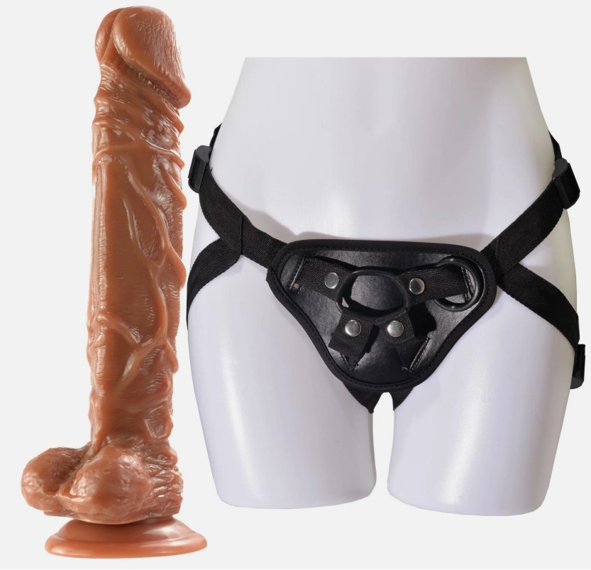 10 Inches Choco Brown Strapon Harness Dildo For Couple Sex Toy - Image 5