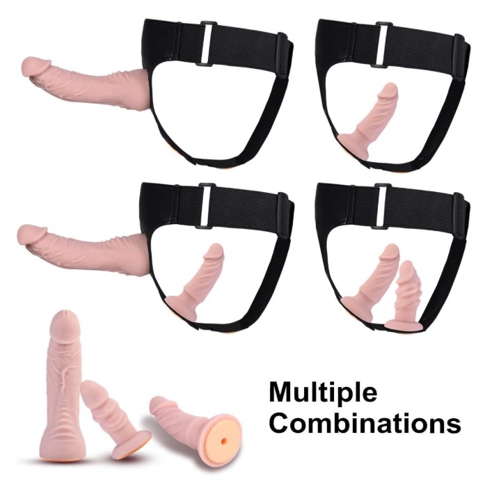 Triple Dildos Harness Strap-On Set Night Game For Homosexuals - Image 6
