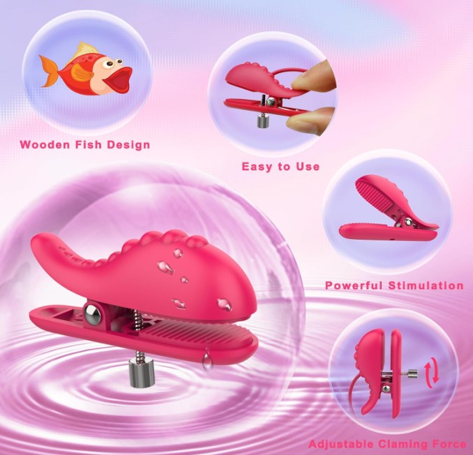 Rose Collar BDSM Fish Shape Vibrating Nipple Pleasure Clamps for Women - Image 3