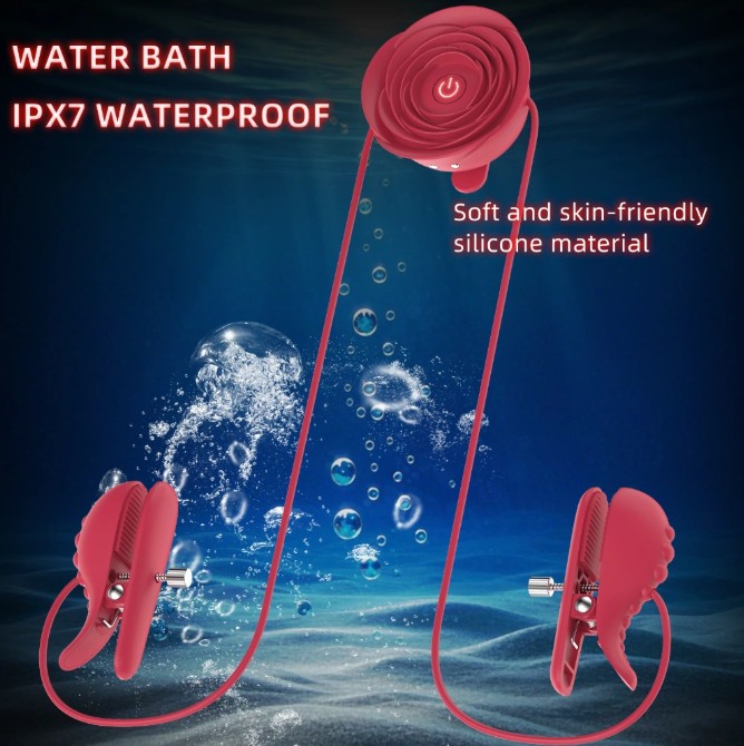 Rose Collar BDSM Fish Shape Vibrating Nipple Pleasure Clamps for Women - Image 4