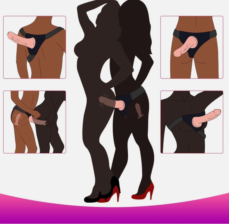 Triple Dildos Harness Strap-On Set Night Game For Homosexuals - Image 3